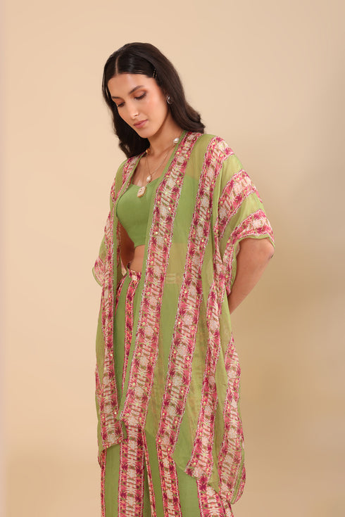 Naqsh Embellished Palazzo Set With Cape